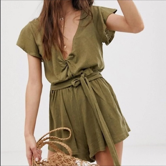 Free People Pants - Free People Army Green Romper Shorts